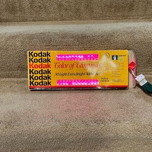 Kodak 50 Strand Pink Christmas lights White wire New